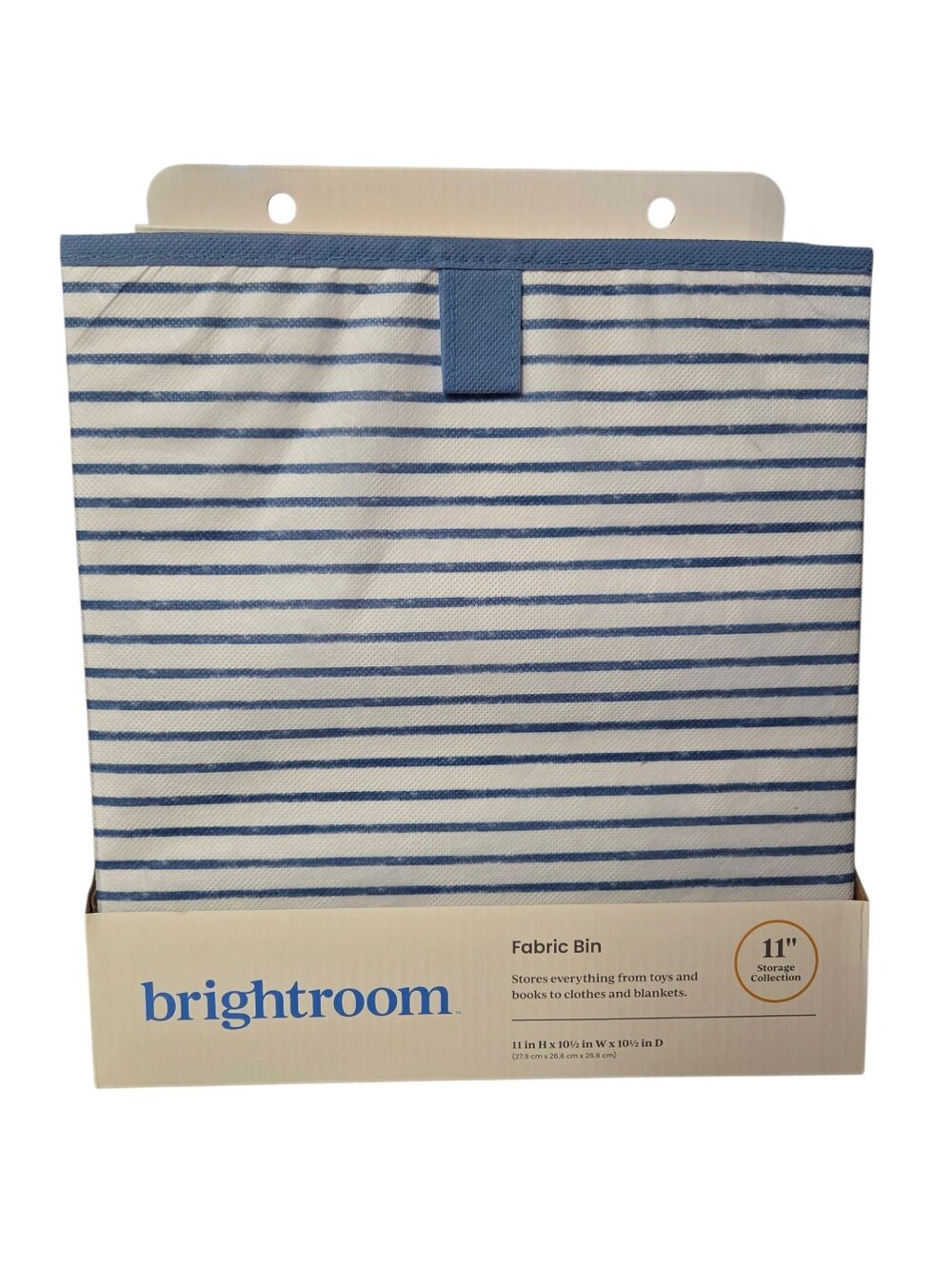 Brightroom Blue & White Striped Fabric Storage Bin 11"x 10.5"x 10.5" 2 pack Nwt
